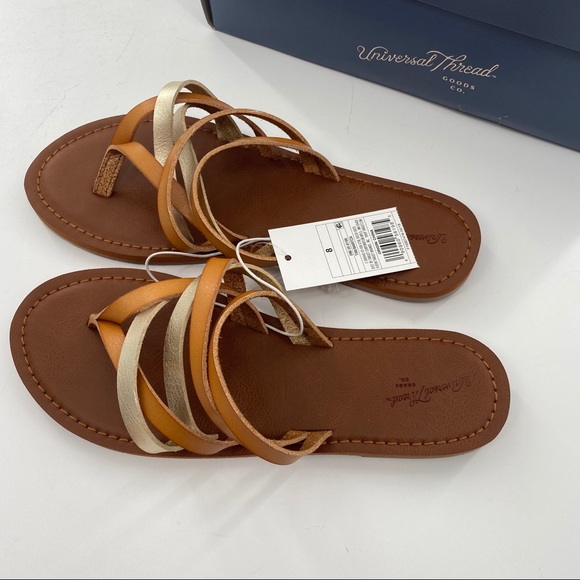 Universal Thread Maritza Tan & Metallic Sandals - Picture 2 of 8